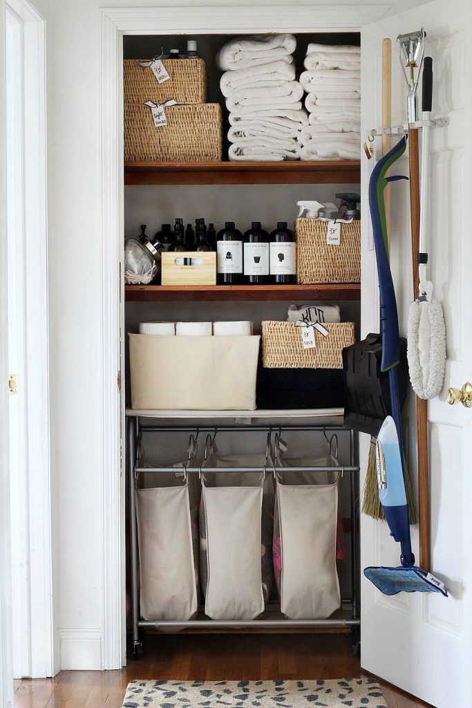 organized linen closet