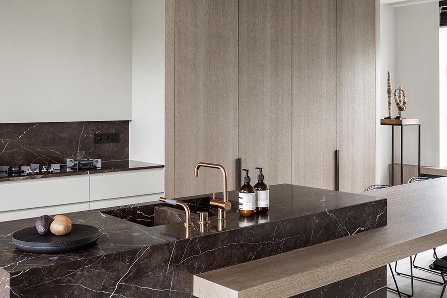 a kitchen in subtle shades of brown