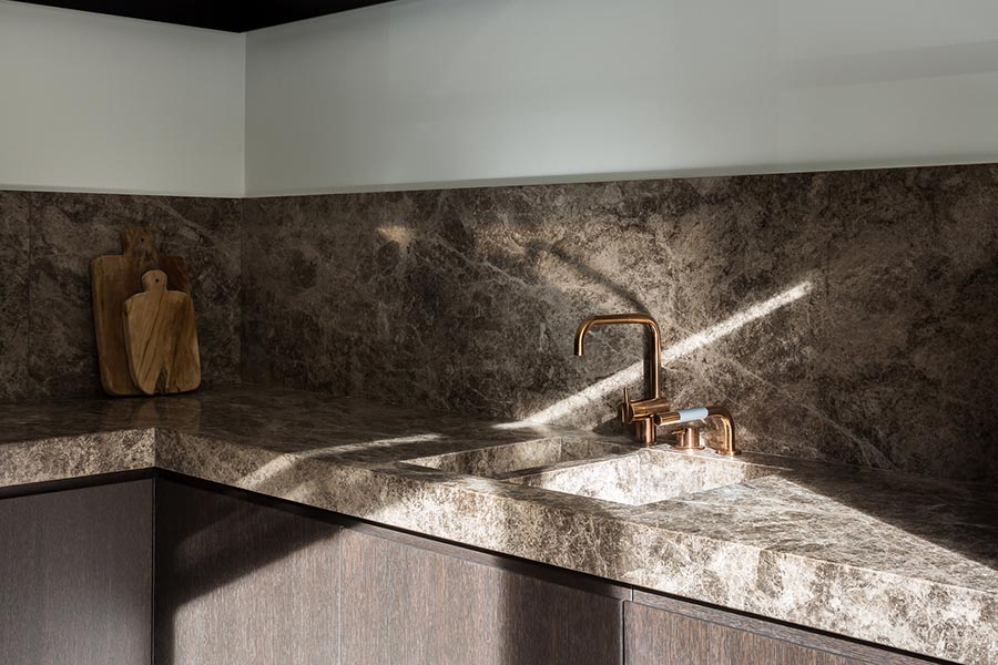 a kitchen in subtle shades of brown