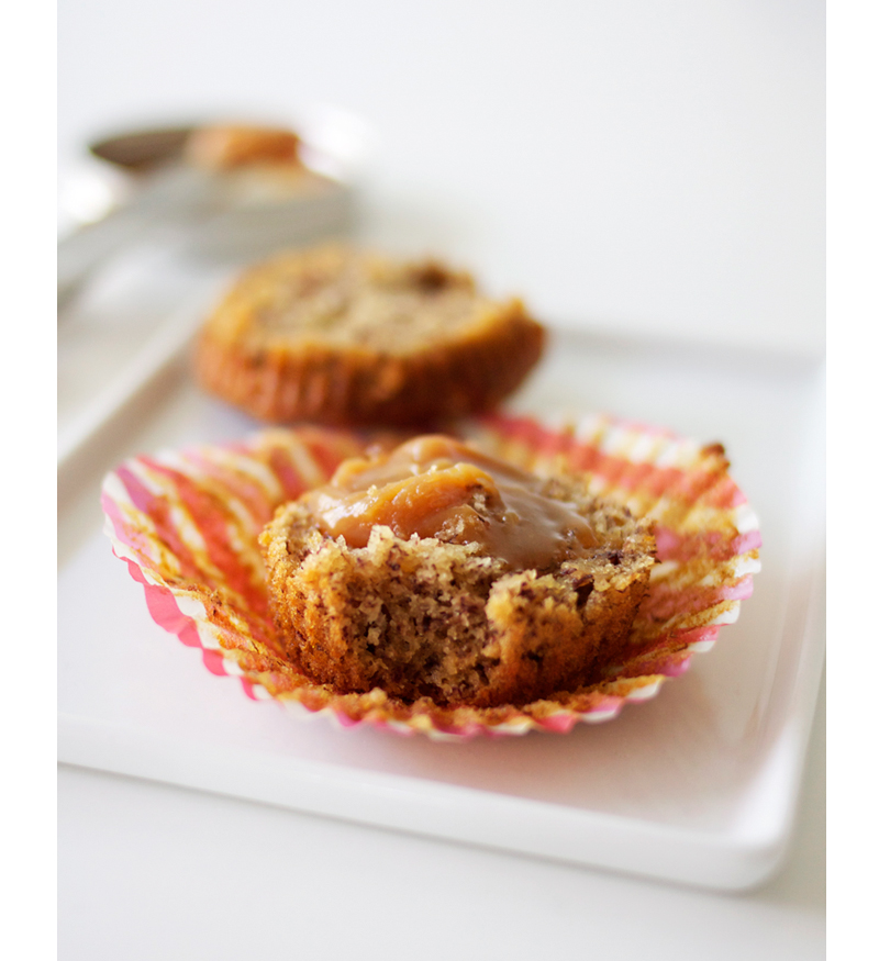 salted caramel and banana bread muffins