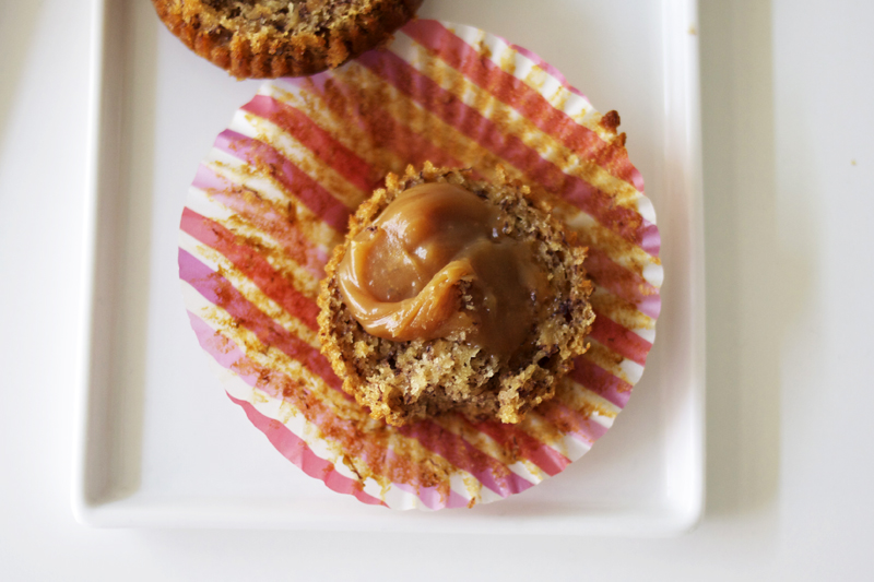 salted caramel and banana bread muffins